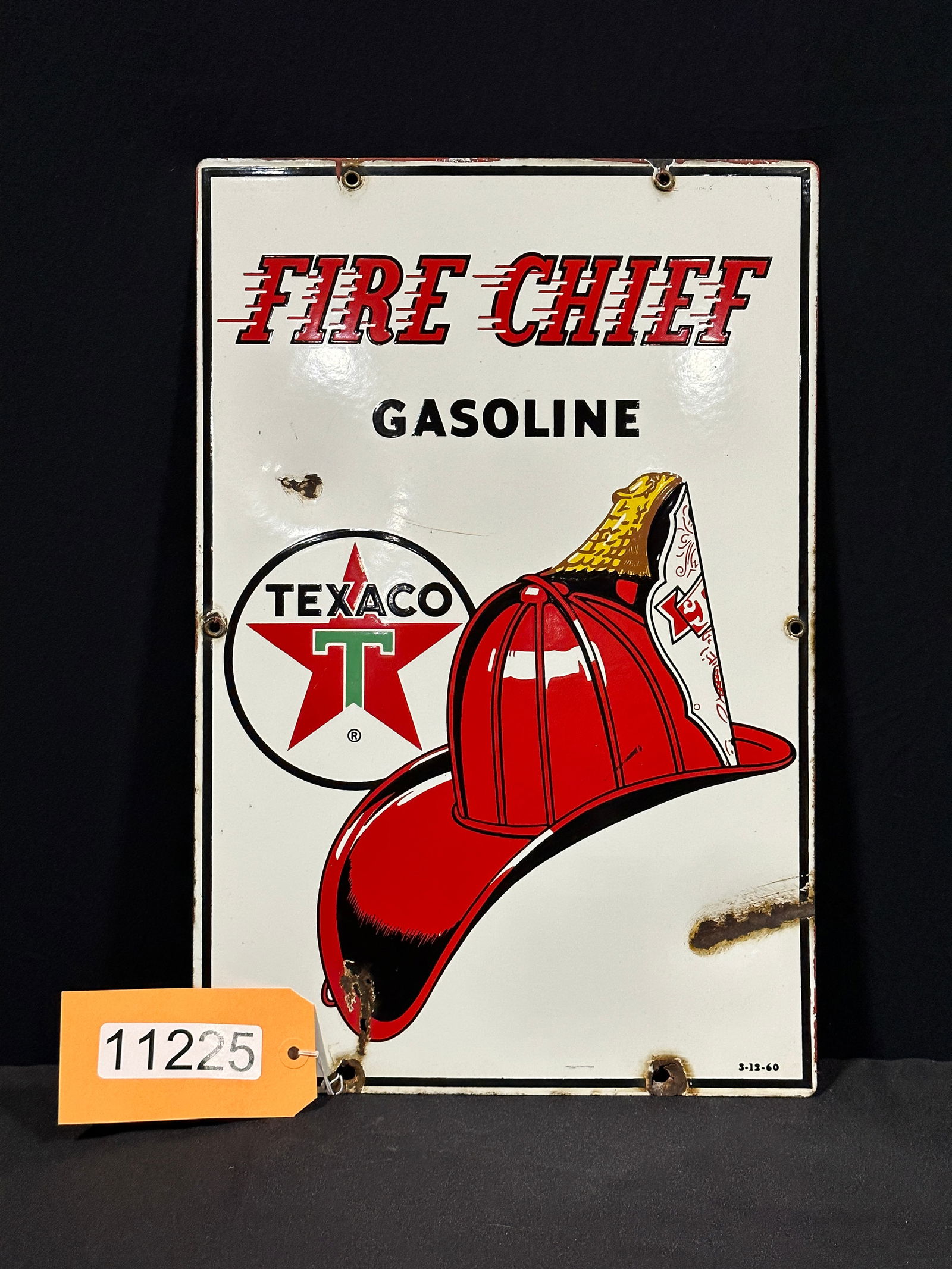 Texaco Fire Chief gasoline porcelain pump sign 1960 18 (1 of 2)