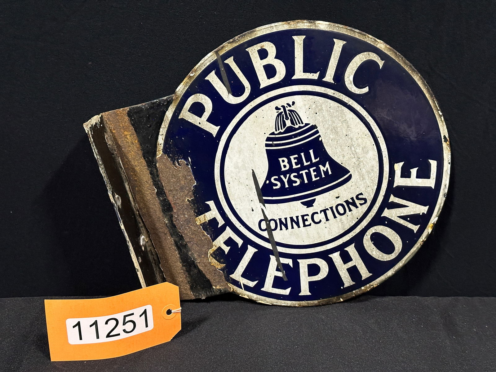 Bell System public telephone porcelain flange sign (1 of 2)