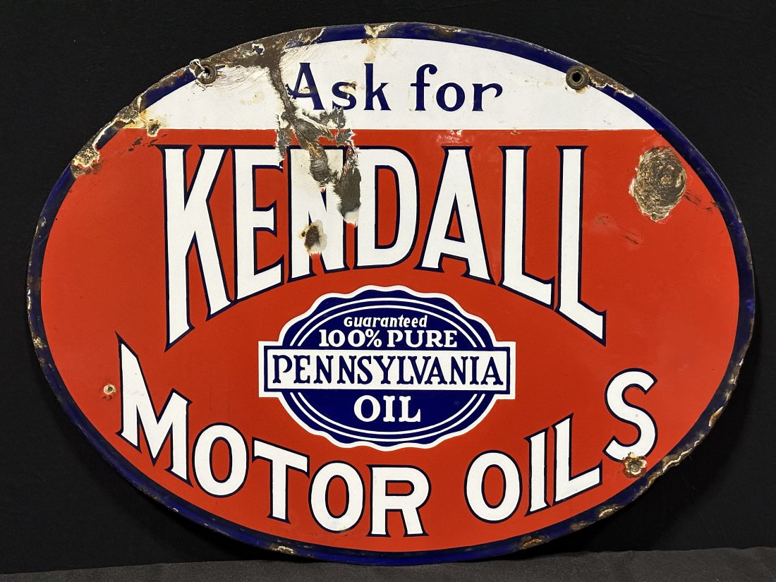 Kendall motor oils porcelain display sign (1 of 2)