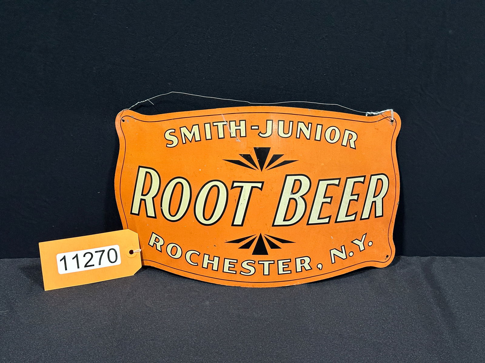 Smith Junior Root Beer 1930's tin metal soda sign (1 of 2)