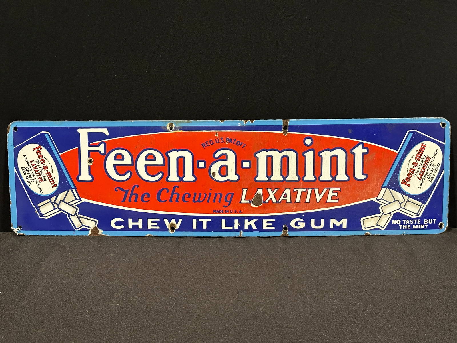 Feenamint Chewing Laxative Gum Porcelain Dealer Sign Auction