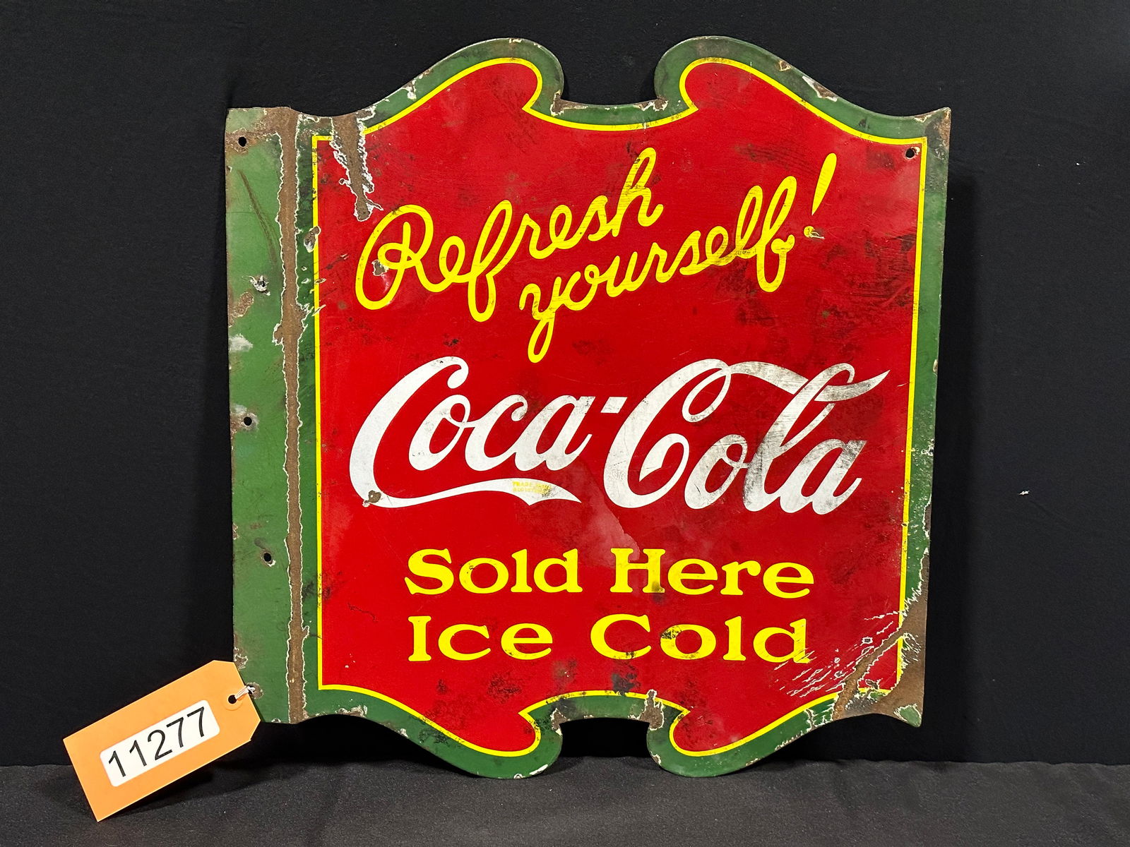 Coca Cola Coke sold here porcelain flange sign (1 of 2)