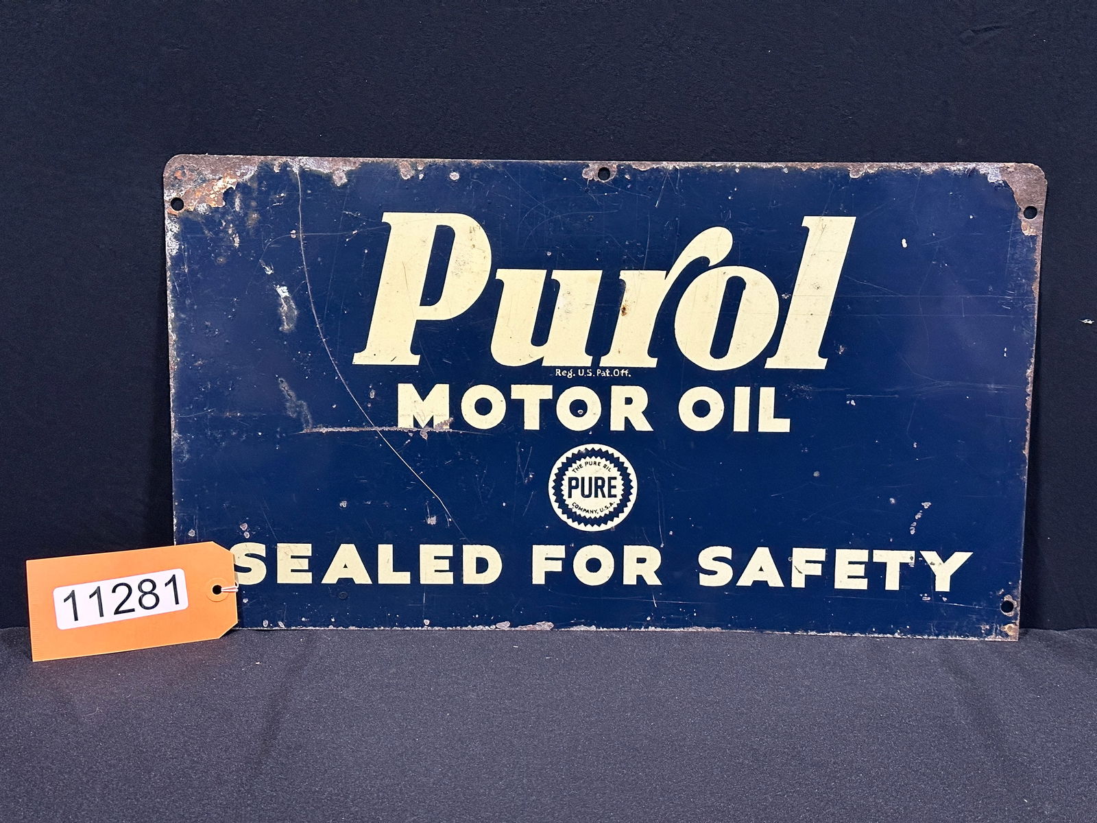 Purol Motor Oil pure metal tin dealer sign (1 of 2)