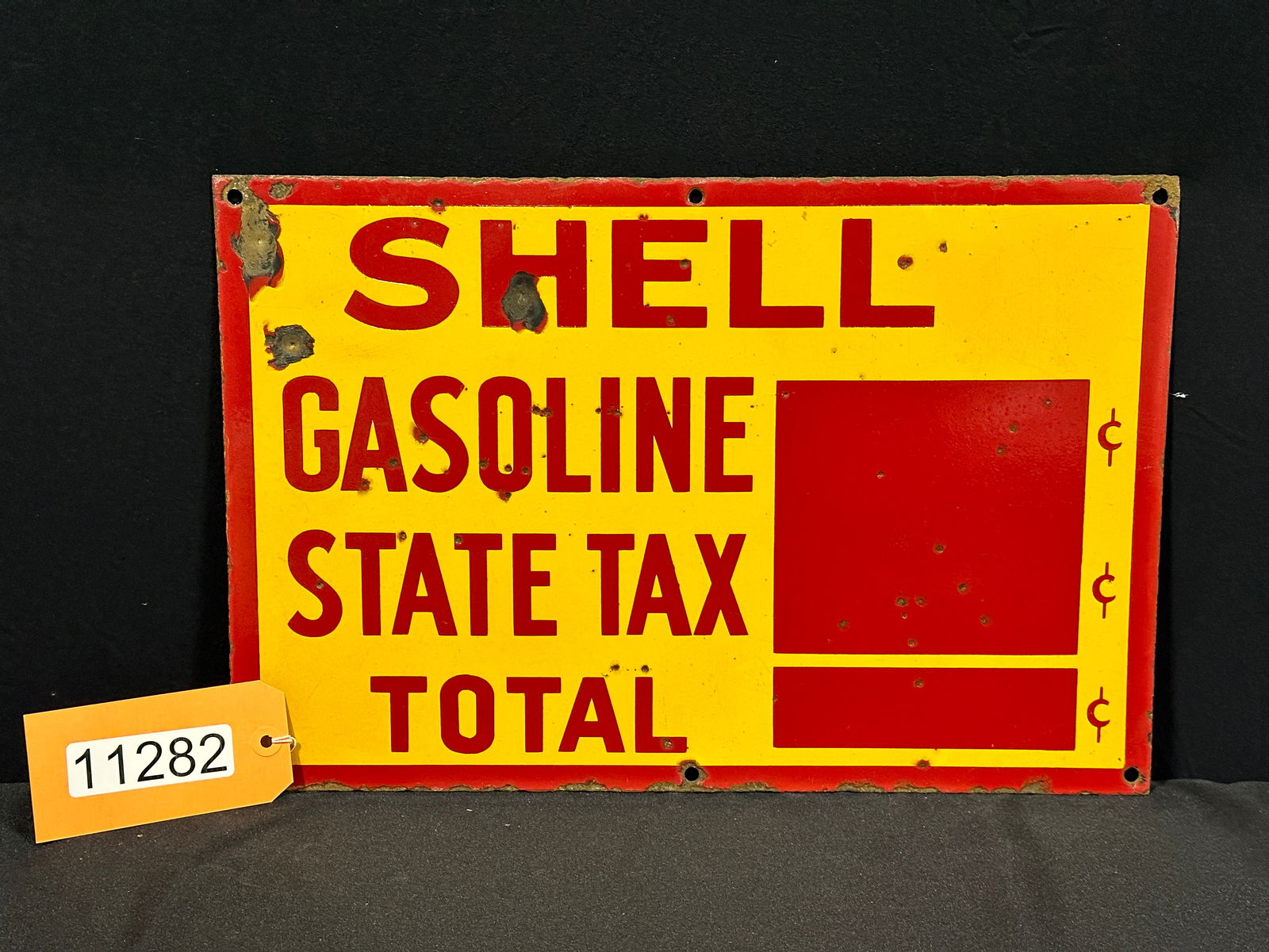 Shell gasoline state gas tax porcelain dealer sign (1 of 2)