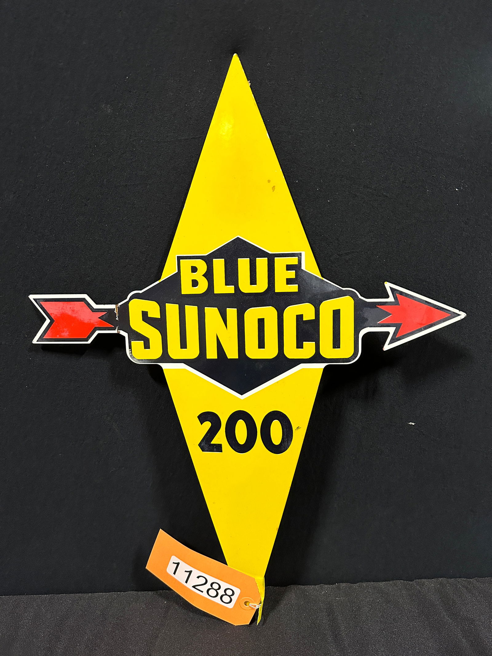 Blue Sunoco 200 porcelain pump plate gas sign (1 of 2)