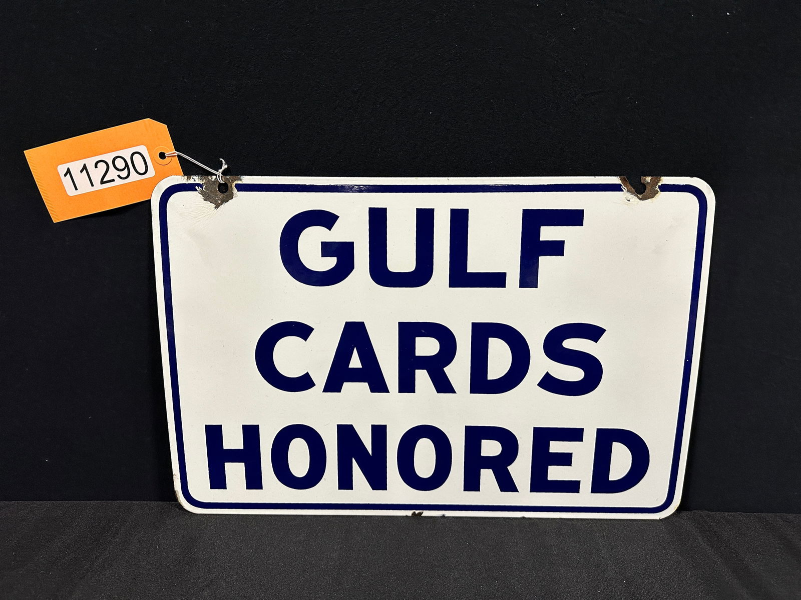 Gulf cards honored porcelain gas dealer sign (1 of 2)