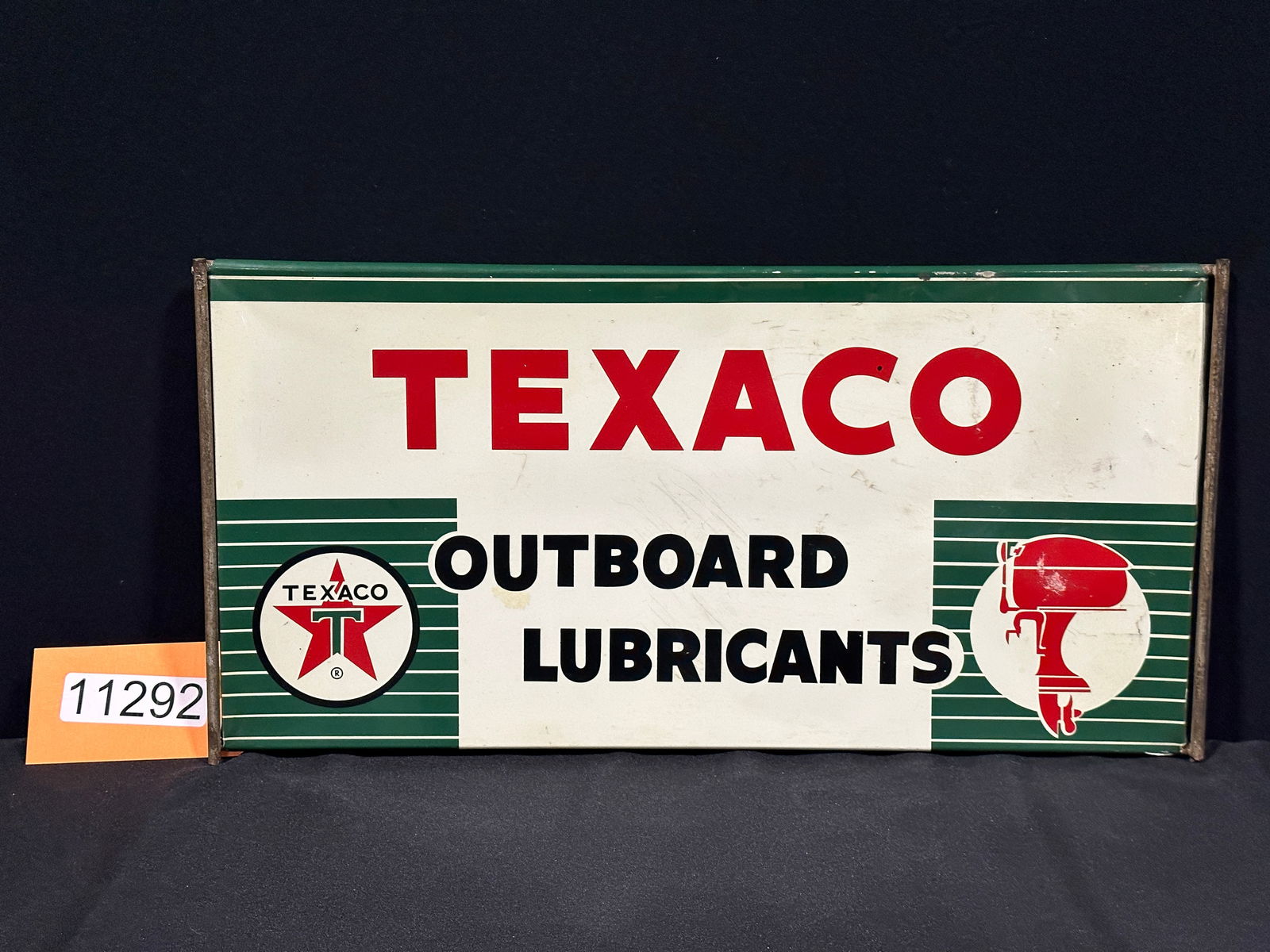Texaco outboard lubricants gas oil rack topper tin sign (1 of 2)