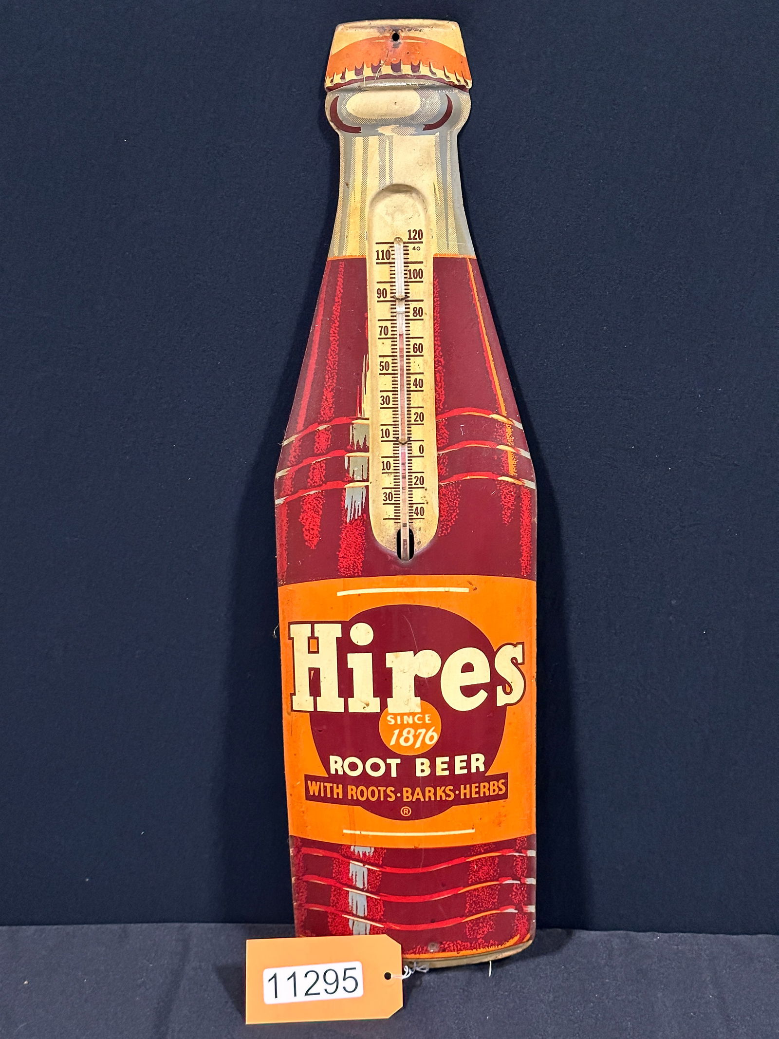 Hires root beer tin metal thermometer sign (1 of 2)