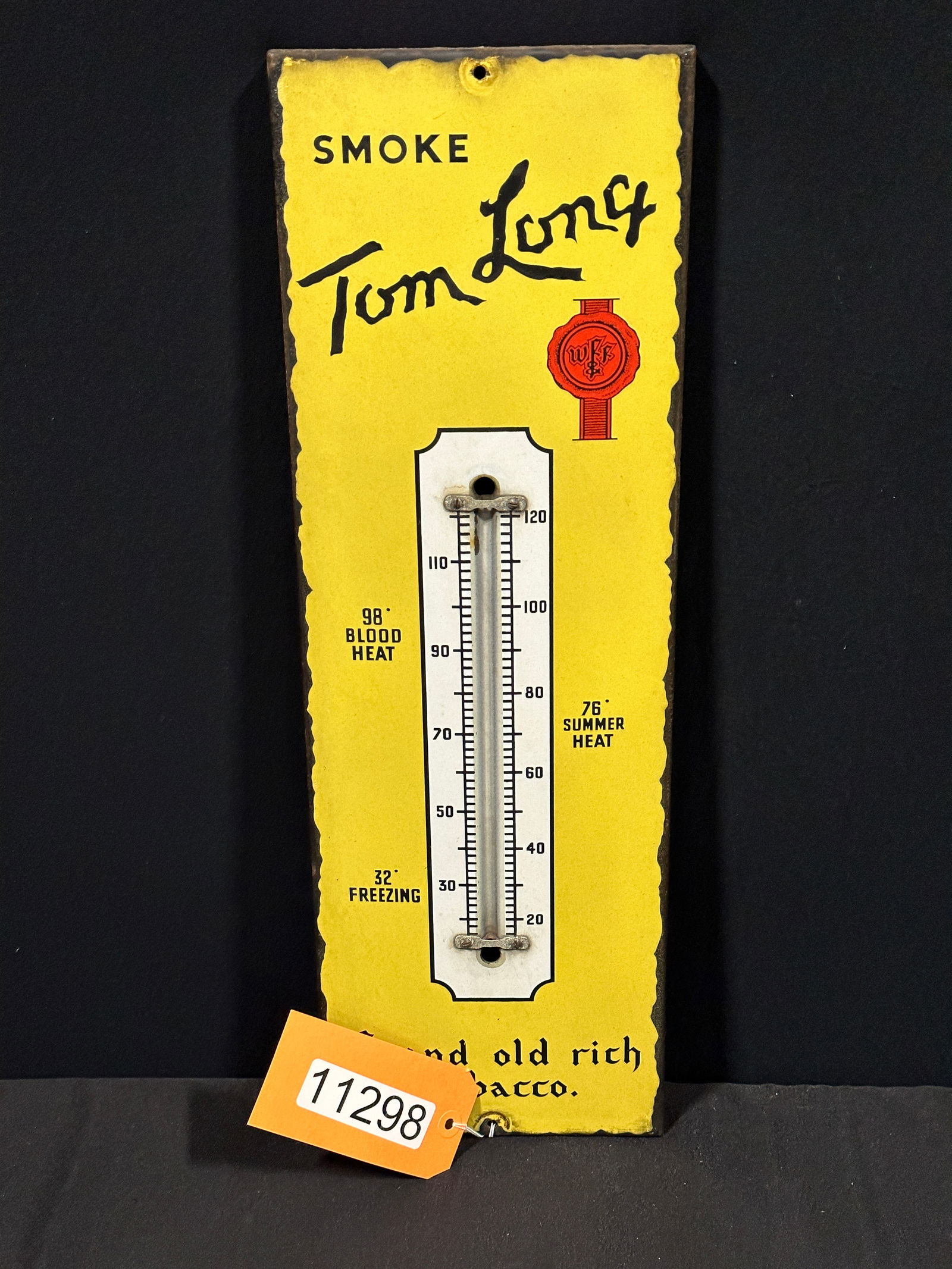 Smoke Tom Long Tobacco porcelain thermometer sign (1 of 2)