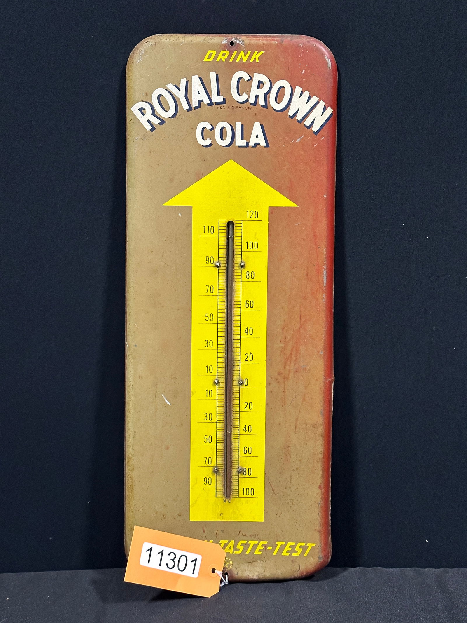 Drink Royal Crown Cola soda metal tin thermometer sign (1 of 2)