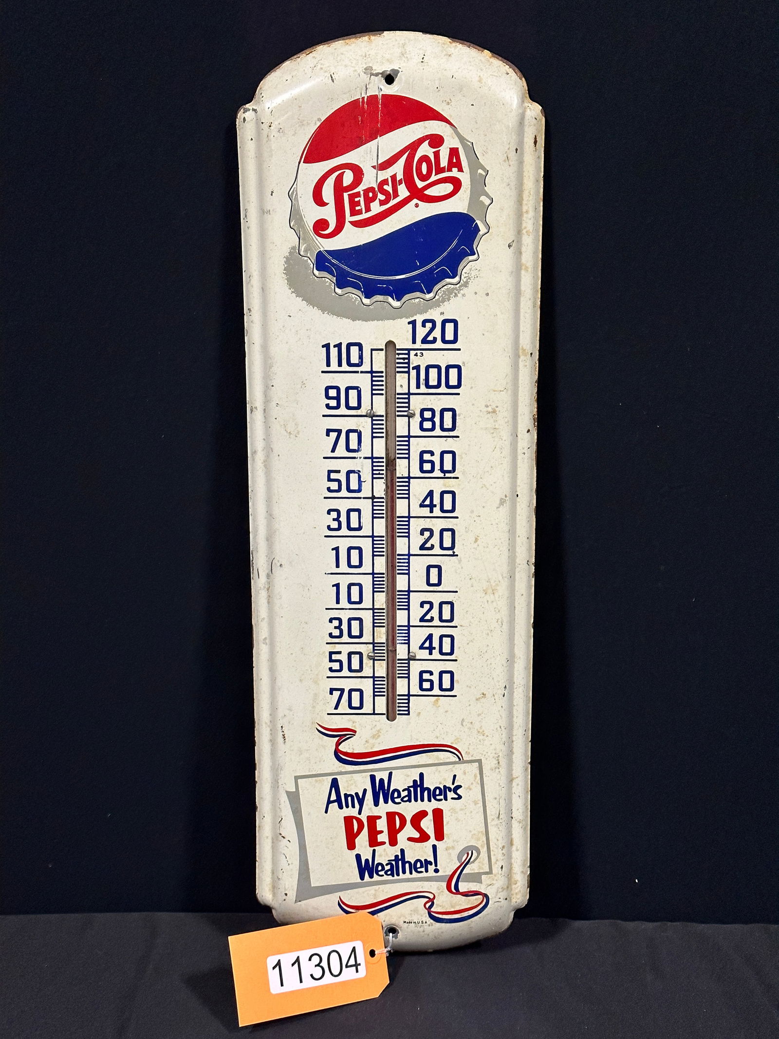 Pepsi cola soda tin metal thermometer sign (1 of 2)