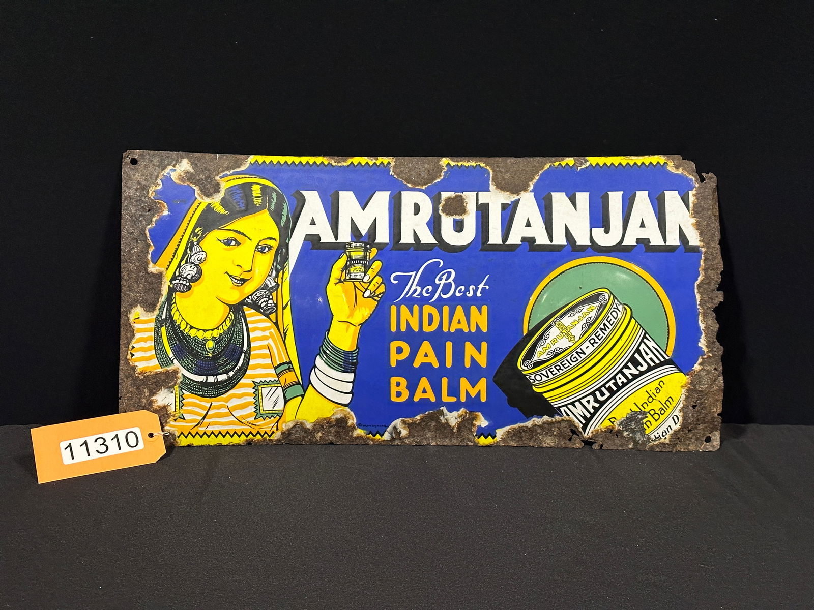 Amrutanjan Indian pain palm medicine porcelain sign (1 of 2)