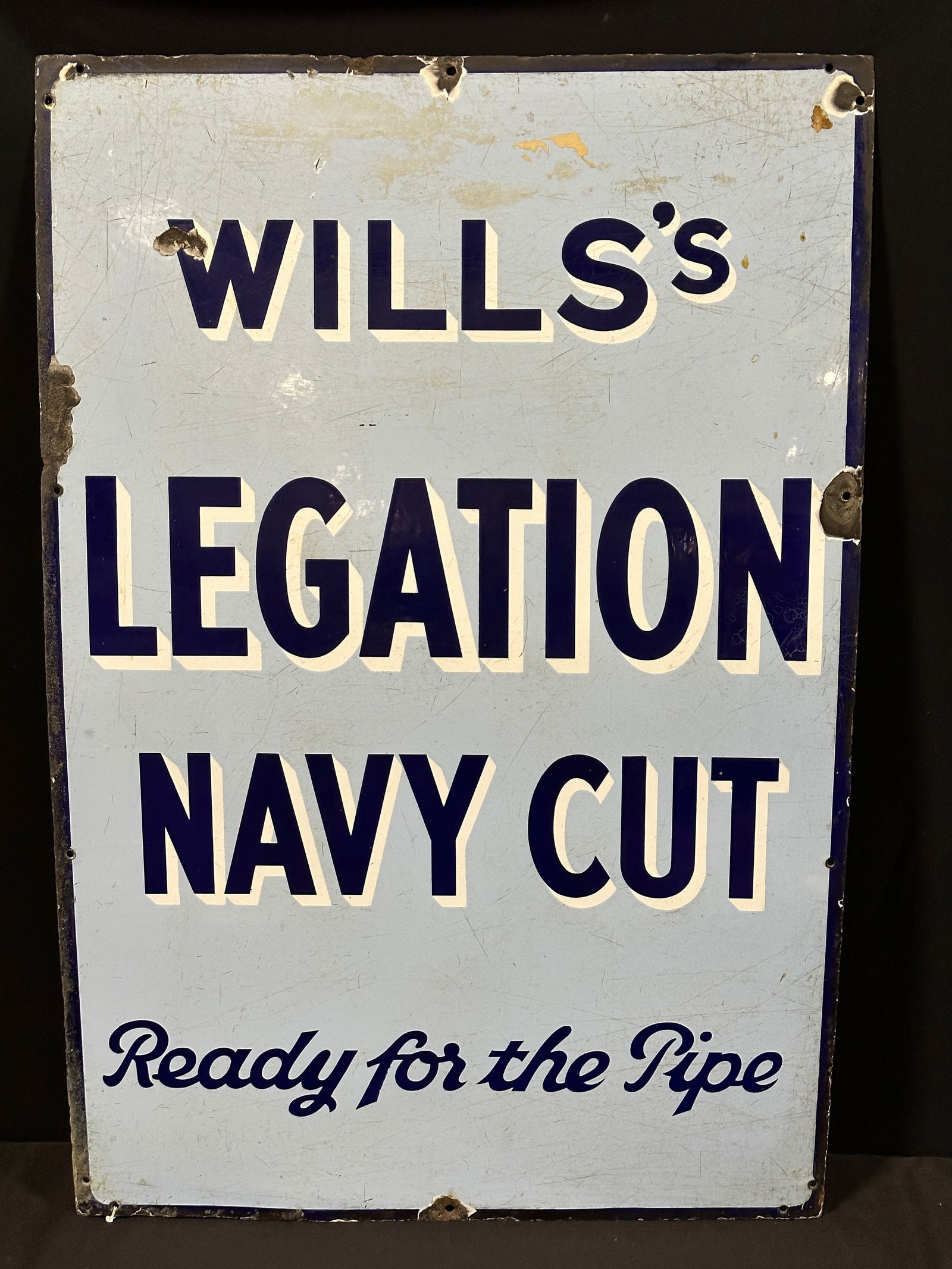 Large 36" Wills's Navy Cut tobacco pipe porcelain sign (1 of 2)