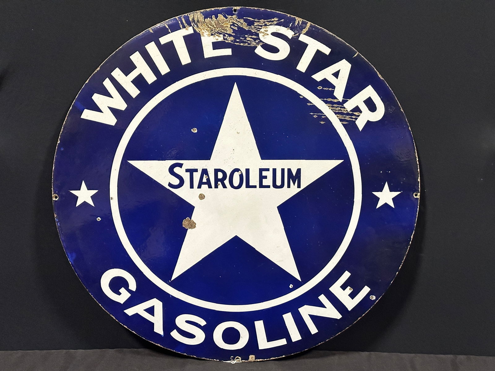 White star staroleum gasoline porcelain gas sign (1 of 2)