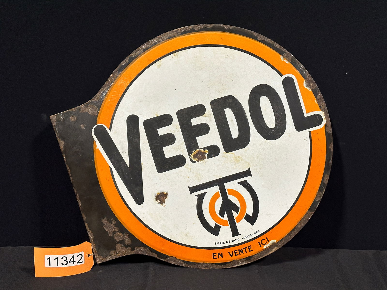 Veedol Porcelain double sided flange sign gas oil (1 of 2)