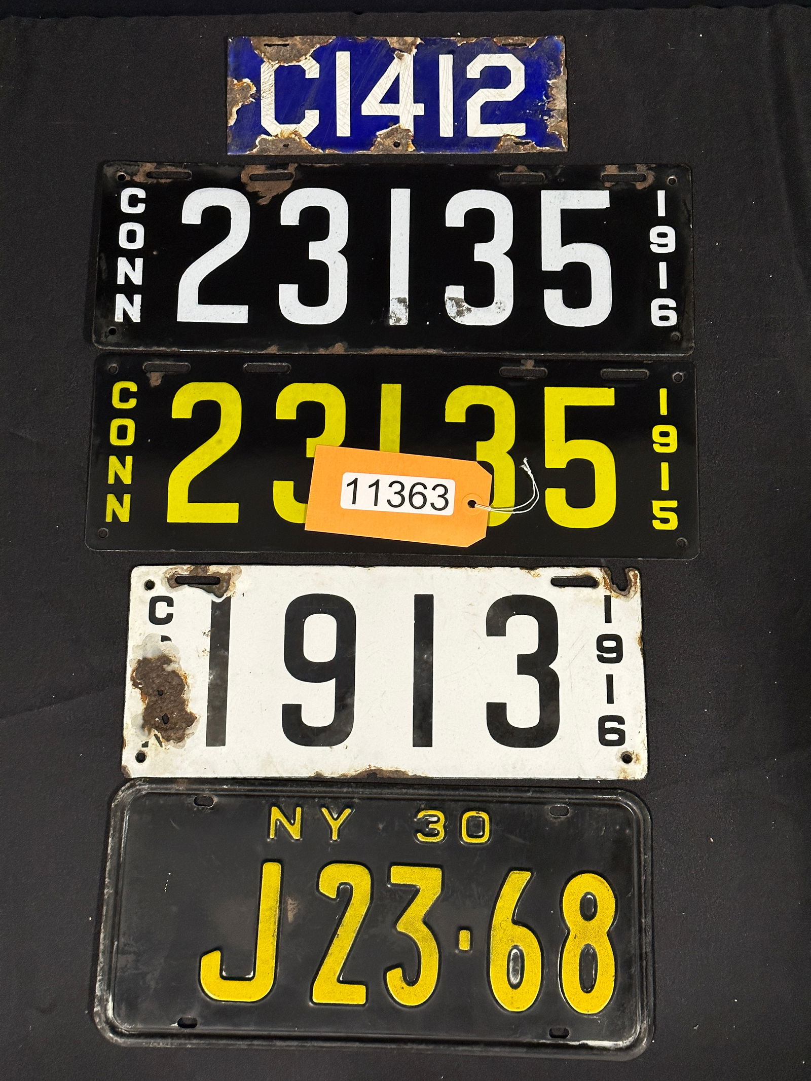 5 license plates Connecticut New York porcelain metal (1 of 2)