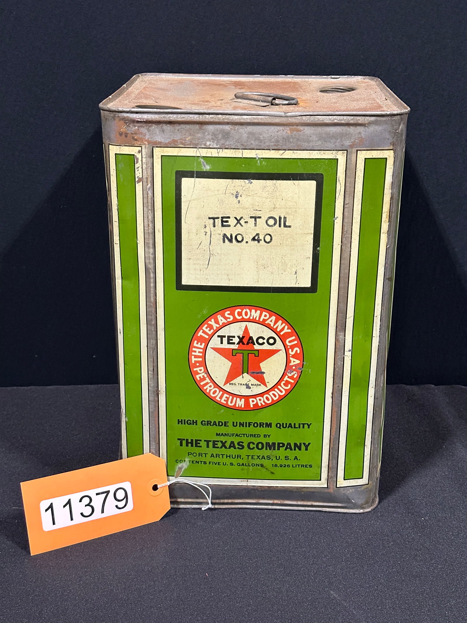 5 Gallon Texaco Tex-T Oil No 4 motor oil can (1 of 2)