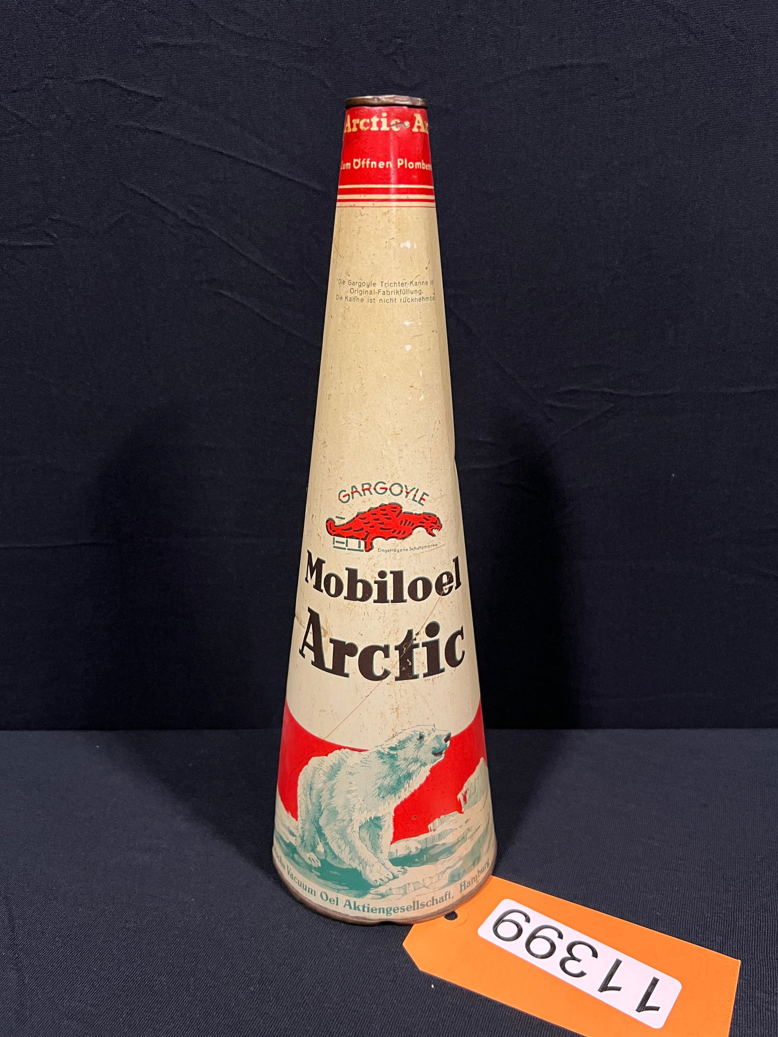 Mobiloel Arctic polar bear motor oil metal cone can (1 of 2)