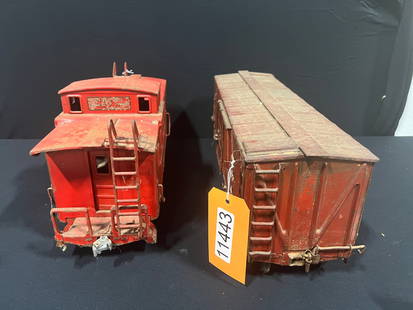 Buddy L railroad metal box car toy and outdoor caboose: Buddy L railroad car. 20" H x 8" W x 6" D.