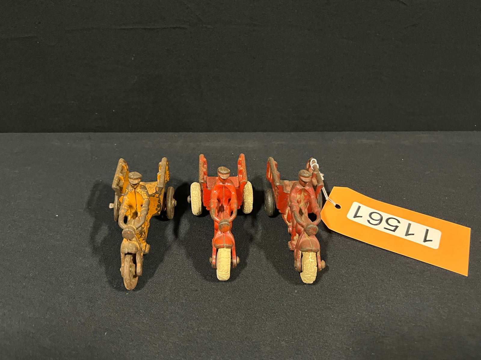3 Hubley cast Iron crash car metal motorcycle toy (1 of 4)