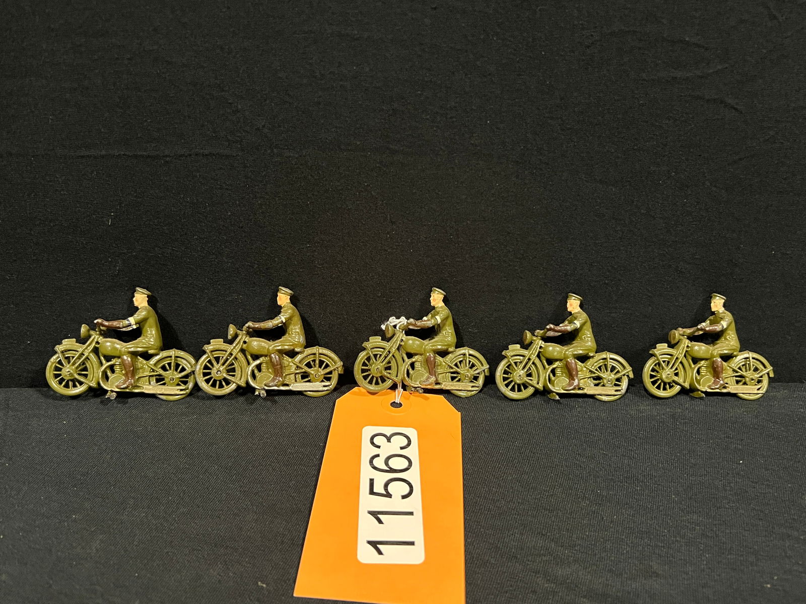 5 Cast iron army military officer metal toy motorcycles (1 of 2)