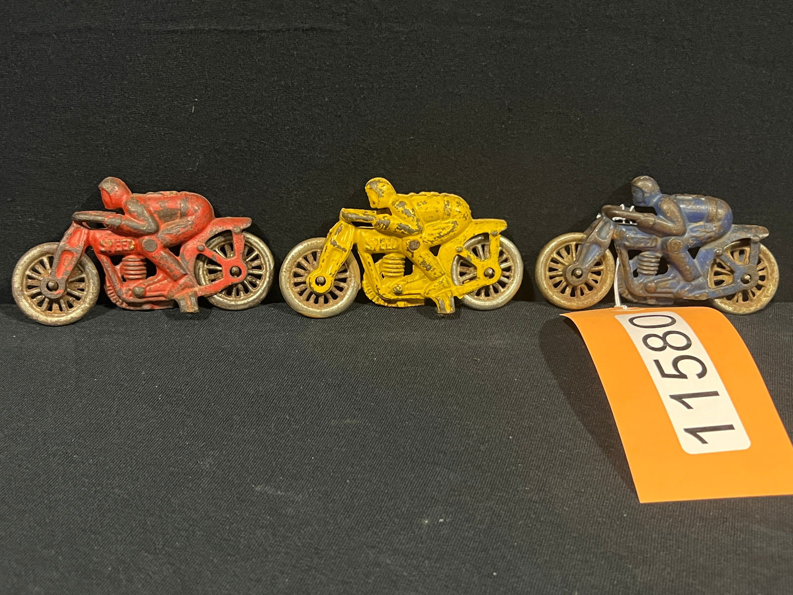 3 Hubley cast iron speed racer motorcycle toy (1 of 3)