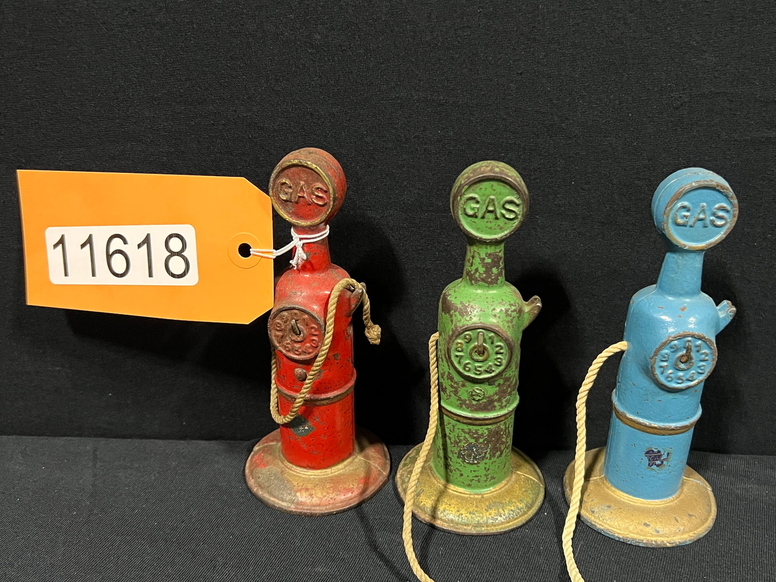 3 Arcade cast iron gas pump toys (1 of 2)