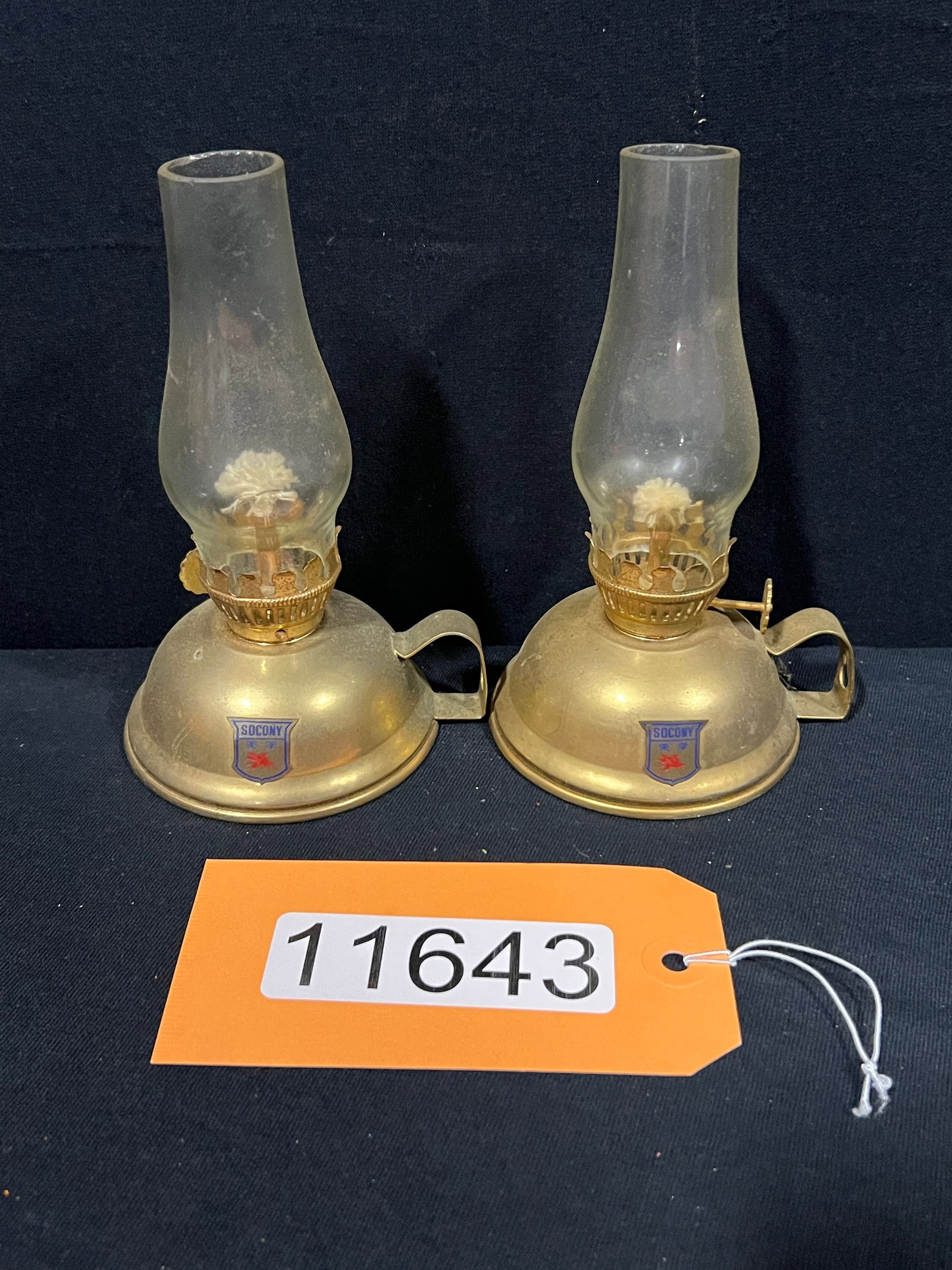 Socony gasoline gas brass oil lamp: Socony gas oil lamp. 6" H x 3" W x 3" D.