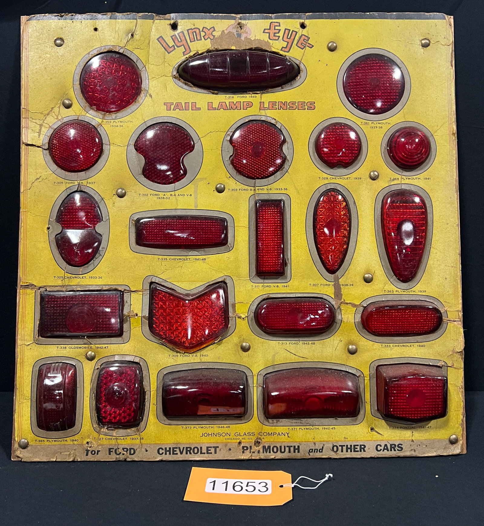 Lynx Eye tail lens reflective Chevrolet ford Plymouth: Complete lynx reflective lens boards. 23" H x 23" W x 2" D.