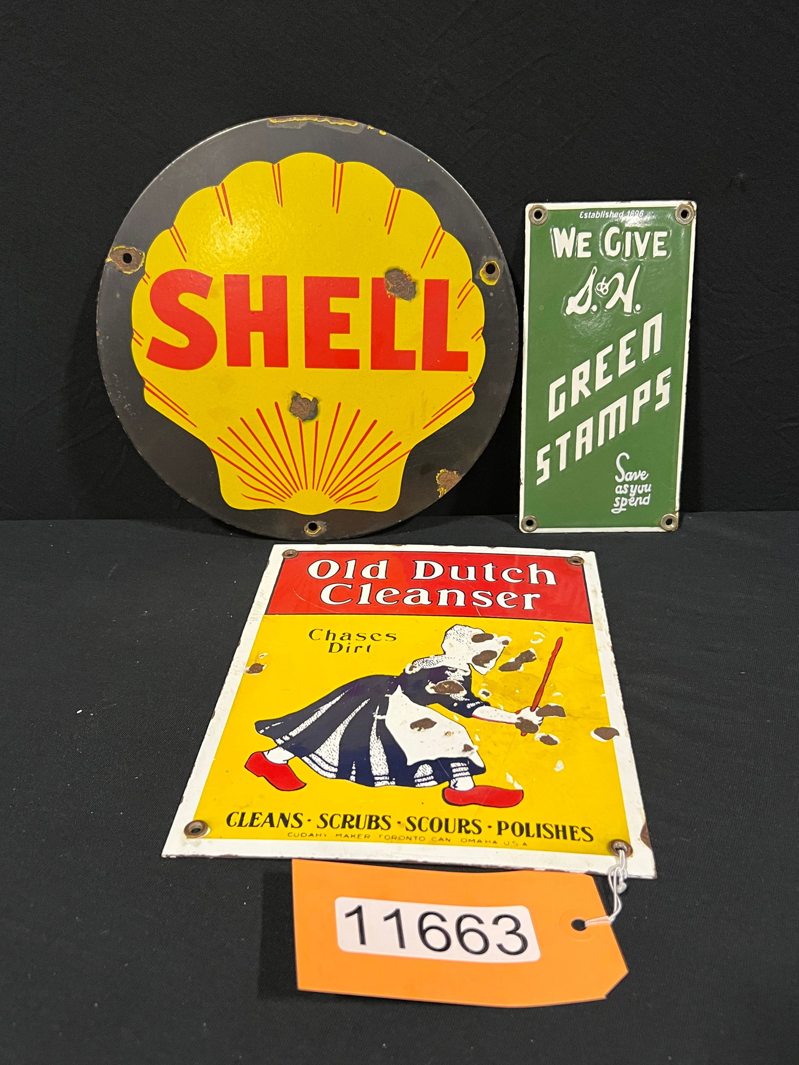 Shell dutch cleanser green stamps porcelain signs (1 of 2)