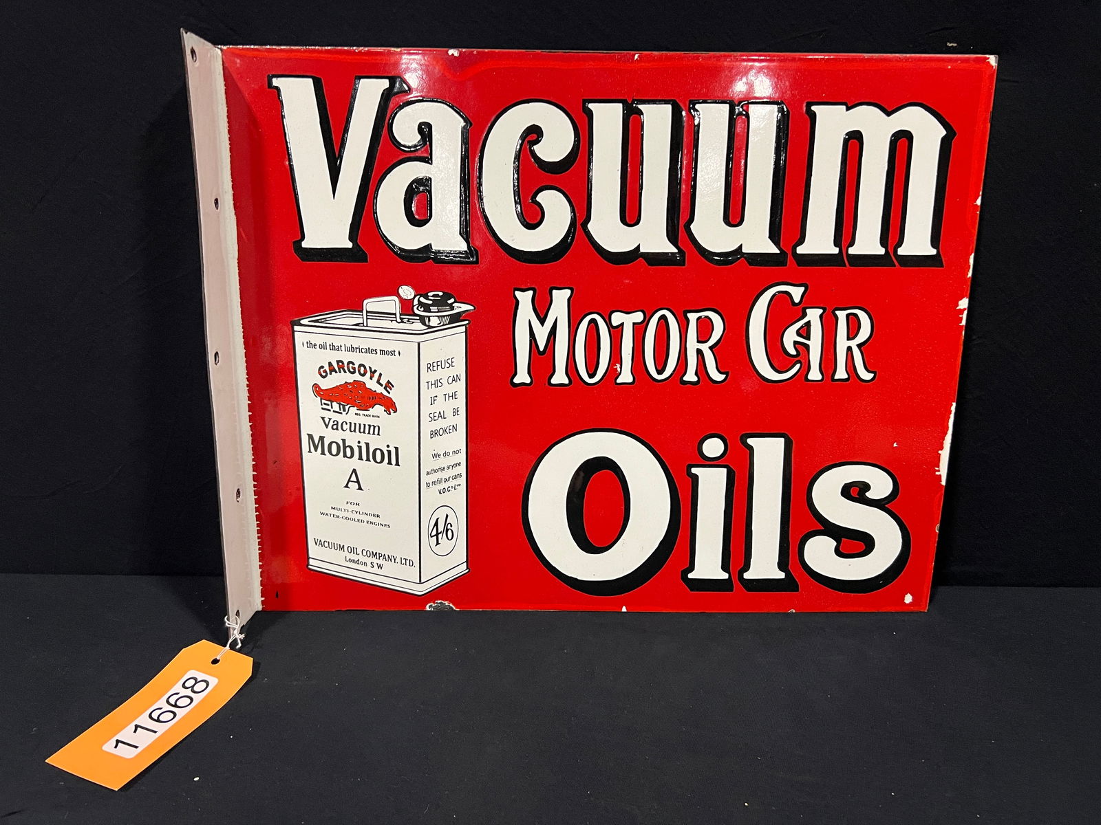 DSP Gargoyle Mobiloil vacuum oils porcelain flange sign (1 of 2)