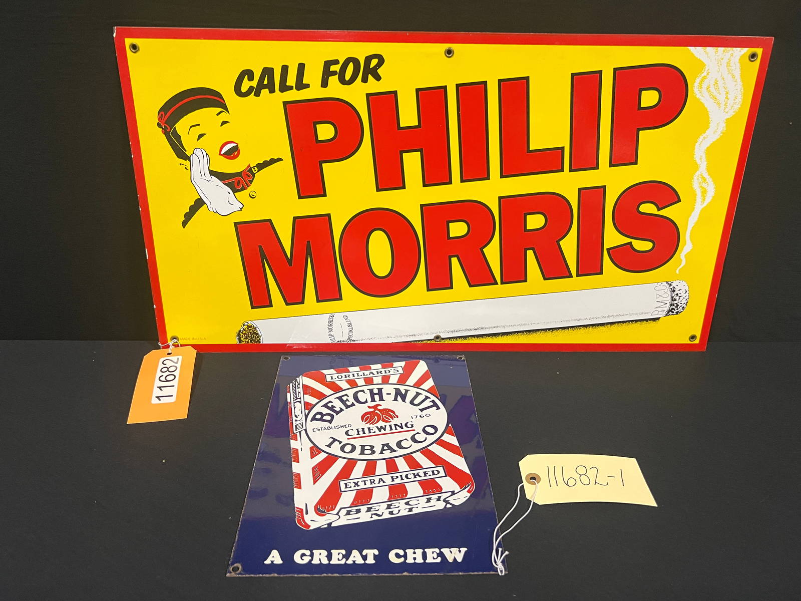 Phillip Morris Beach Nut Tobacco Reproduction Signs Auction