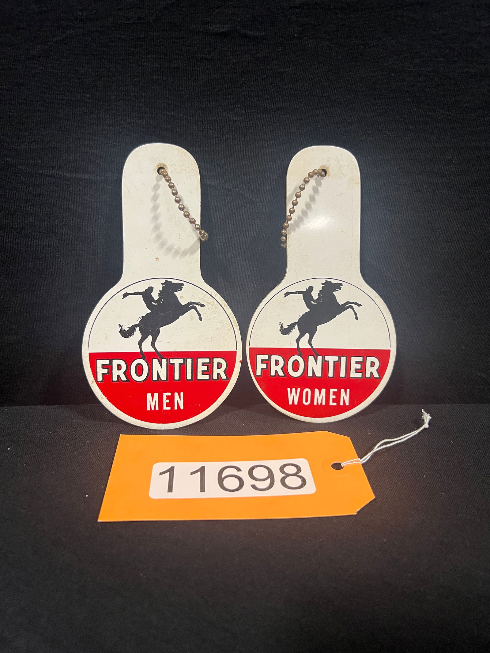 Frontier gas oil men women restroom bathroom keys chain (1 of 1)