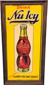 Nu Icy Drink Metal Sign in Wooden Frame