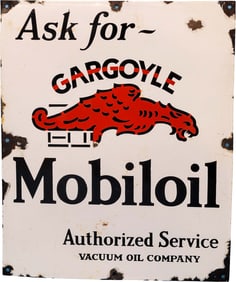 Mobiloil Gargoyle Single Sided Porcelain Sign