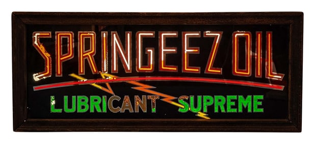 Springeez Oil Lubricant Supreme Light Up Sign w/ Glass Face