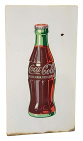 Coca-Cola Single Sided Porcelain Sign w/Bottle