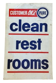 Pure Customer Ok'd Clean Rest Rooms SST Sign w/ Logo
