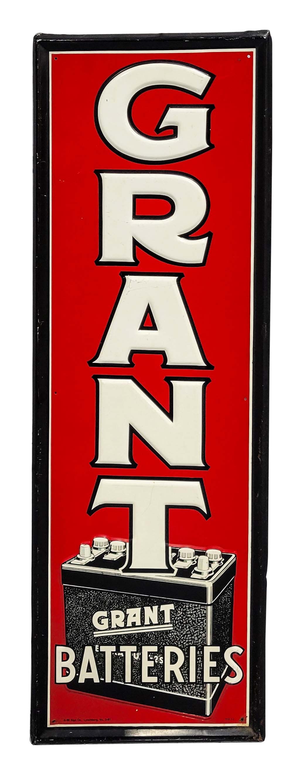1961 Grant Batteries Embossed SST Sign (1 of 2)