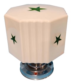 Texaco Milkglass Light Fixture Globe with Green Stars