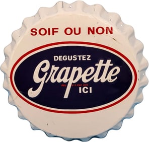 19" French Grapette Bottle Cap Sign