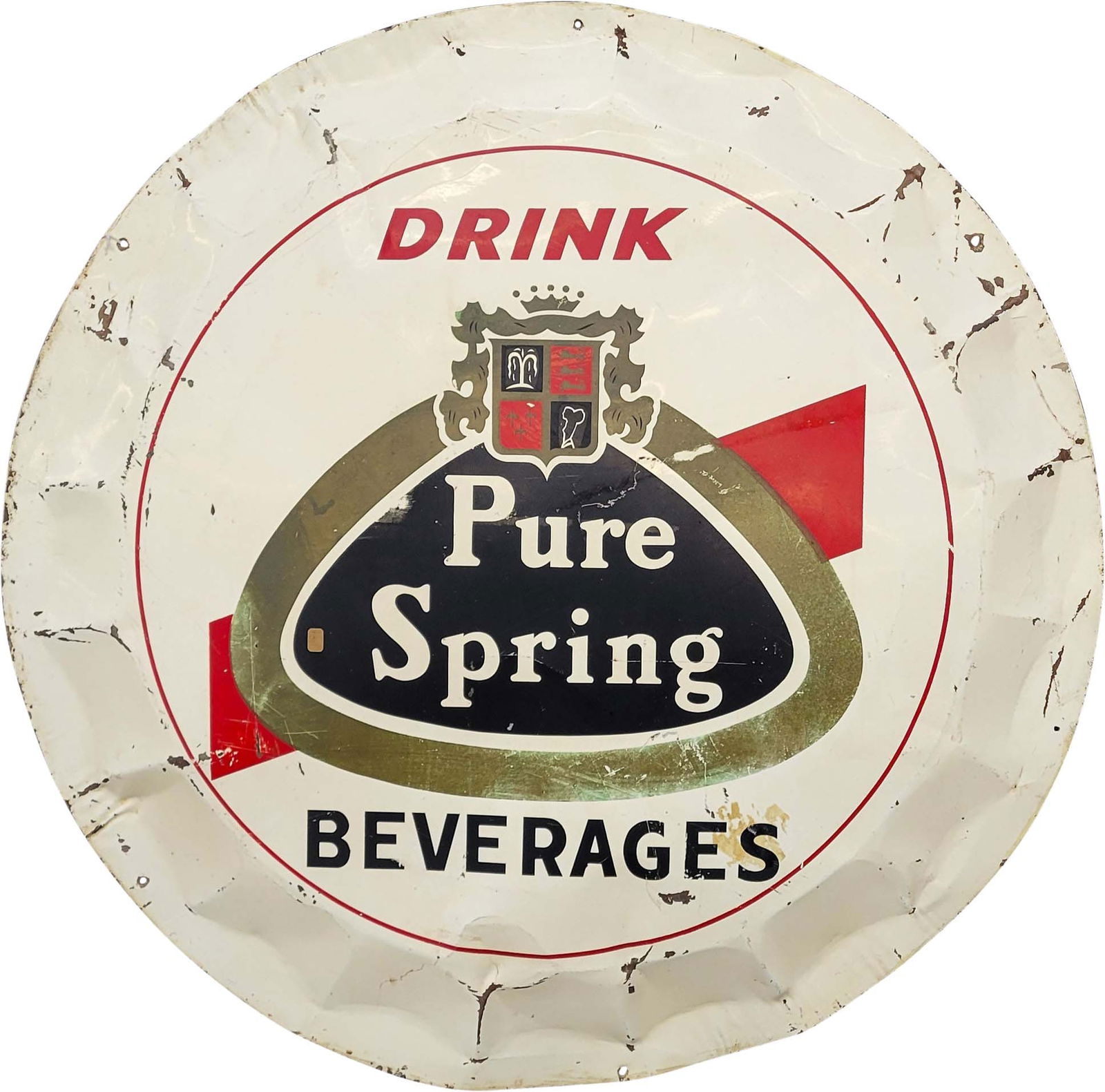35" Drink Pure Spring Beverages Bottle Cap Sign (1 of 2)