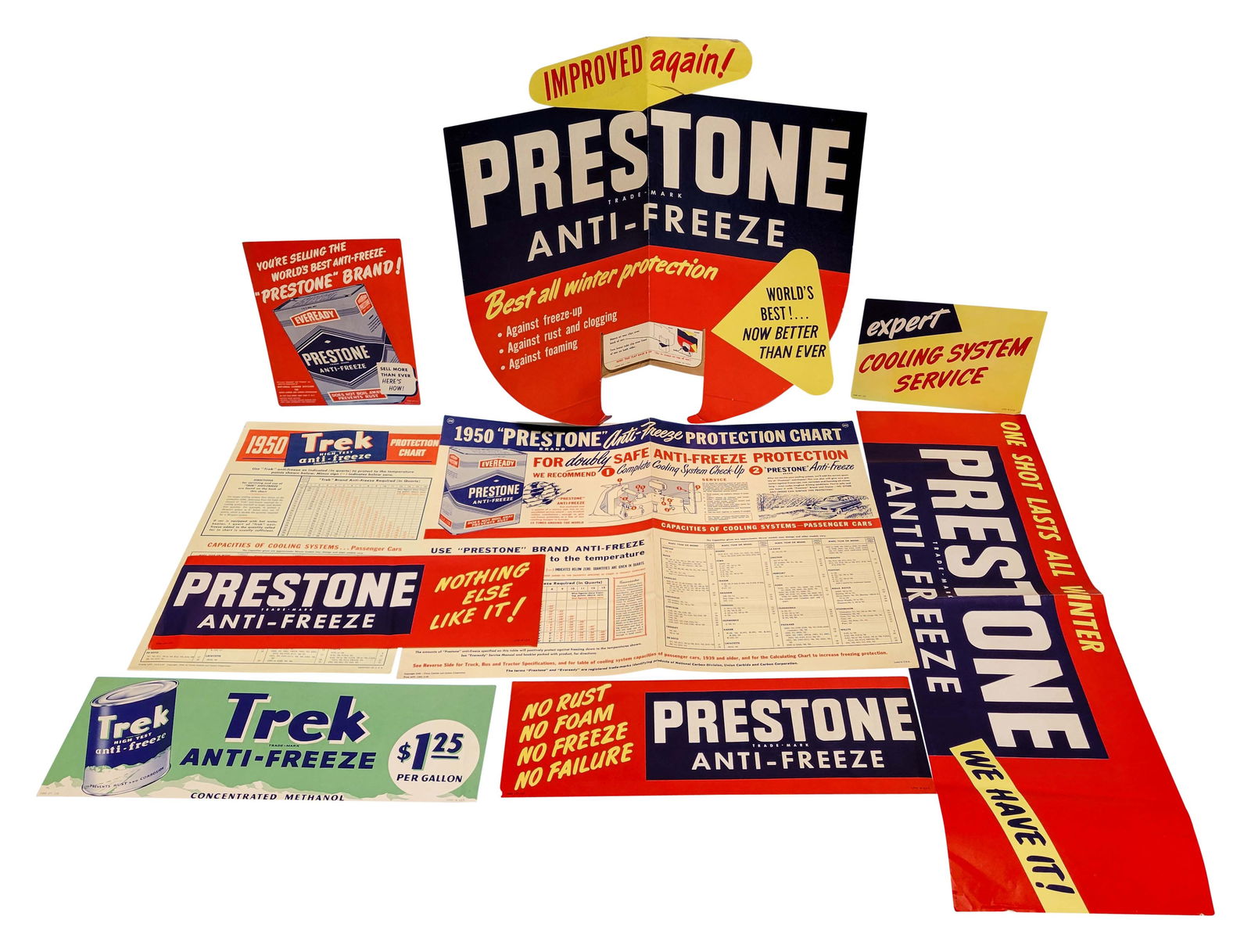 1950 Prestone Anti-Freeze Sales Kit NOS in Box w/ Posters and Cardboard Standup (1 of 2)