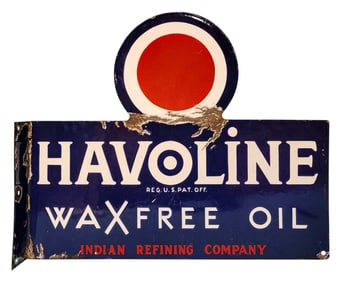 Havoline Wax-Free Oil Porcelain Flange Sign