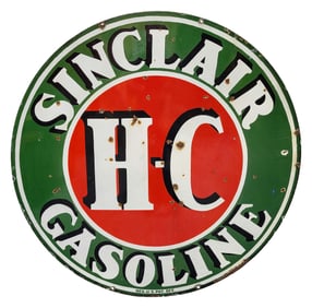 48" Sinclair H-C Gasoline Double Sided Porcelain Sign