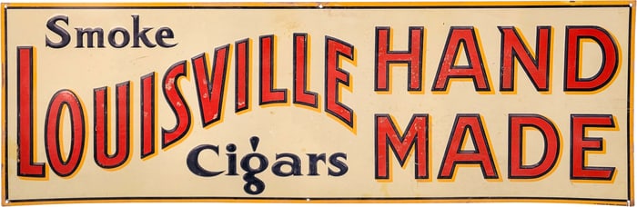 Smoke Louisville Hand Made Cigars Embossed Tin Sign