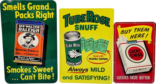 Lot of Three Tobacco and Cigarette Tin Signs