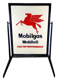 Mobilgas Mobiloil For Top Performance DST Curb Sign w/ Pegasus