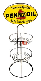 Pennzoil Supreme Quality Oil Rack With Metal Sign