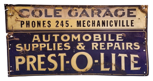 Prest-O-Lite Embossed Tin Sign